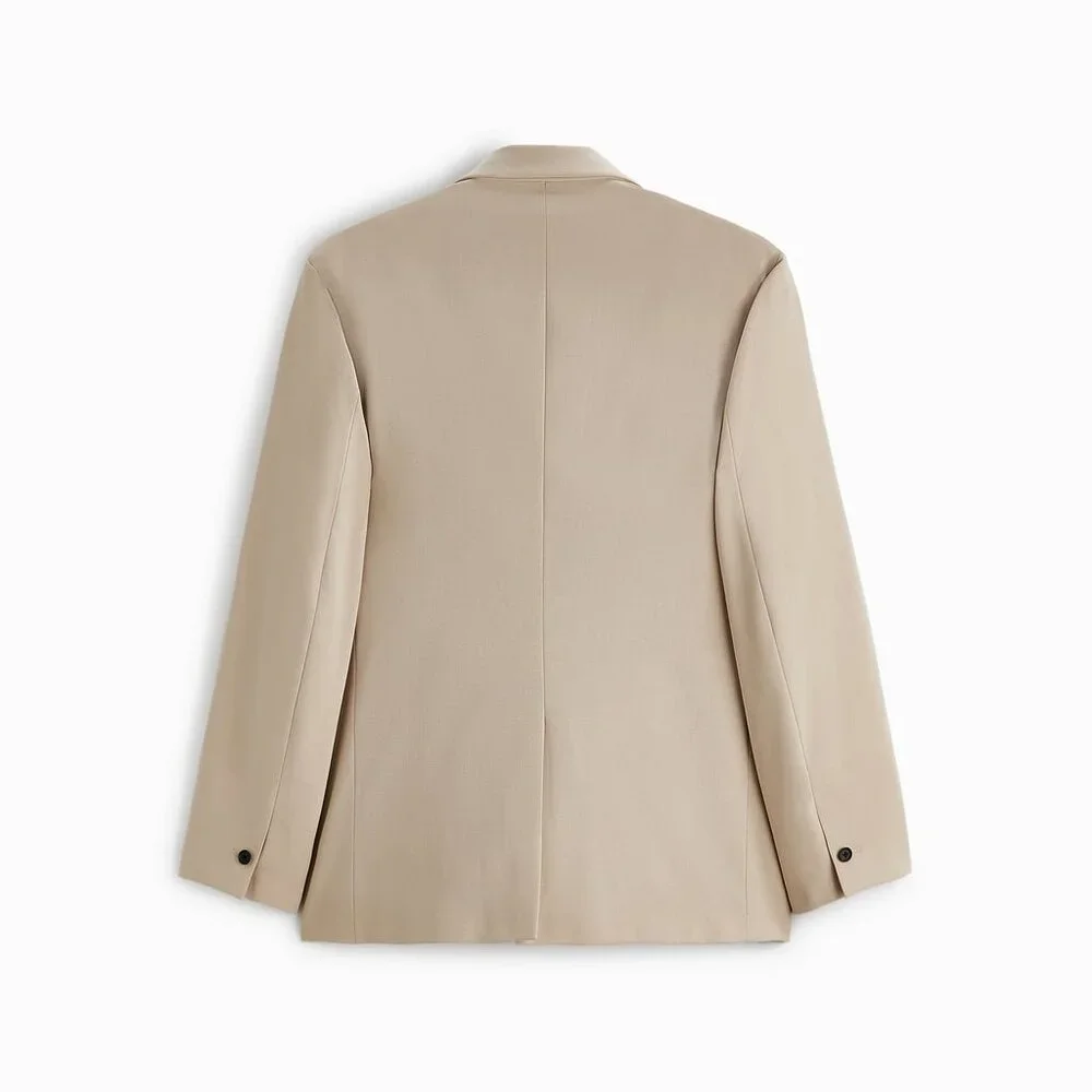 Zara Double Breasted Suit Blazer in Beige
